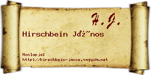 Hirschbein János névjegykártya